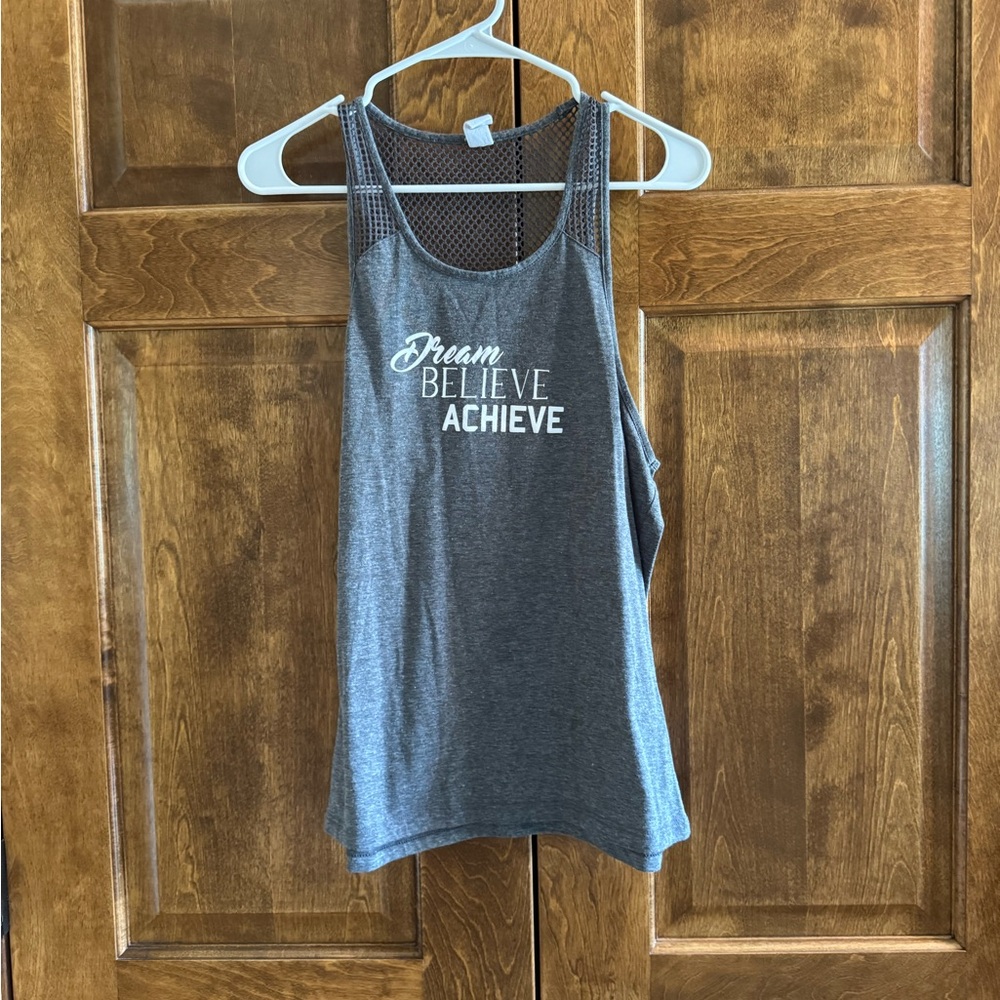 Athletic Collection "Dream Believe Achieve" Dark Grey Tank Top - Women's Size L